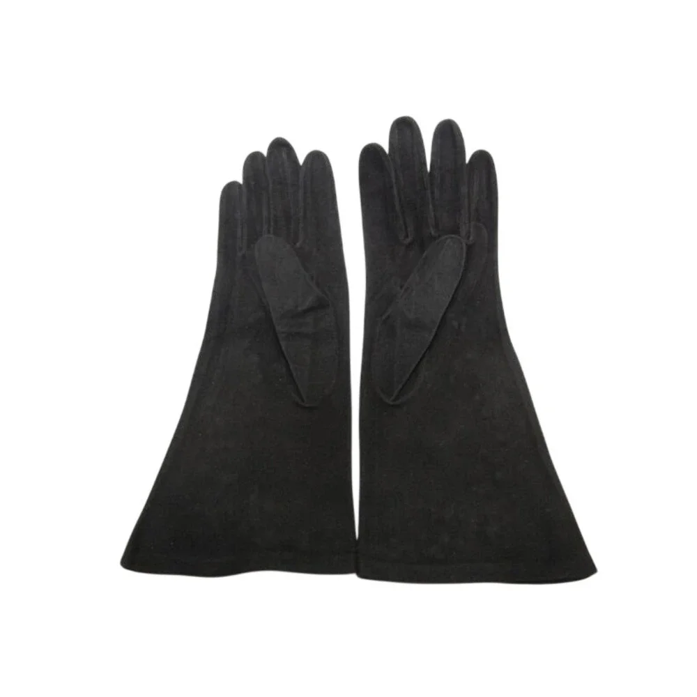 Gant‎ Jay Vtg Black Gauntlet Gloves Floral Embroidered Mid Century 1950s Sz 6.5